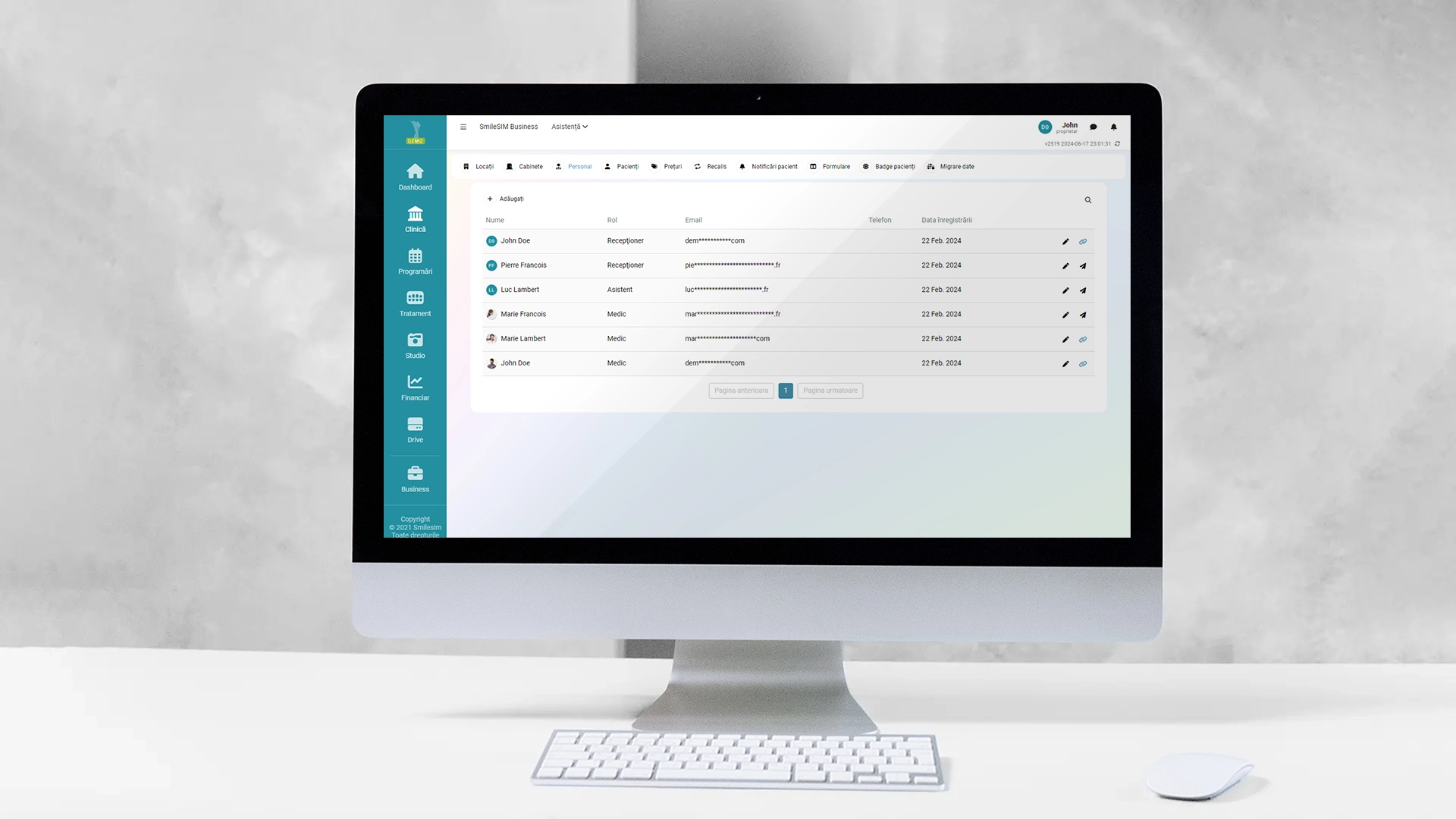Administrare Clinică caracteristica aplicației software