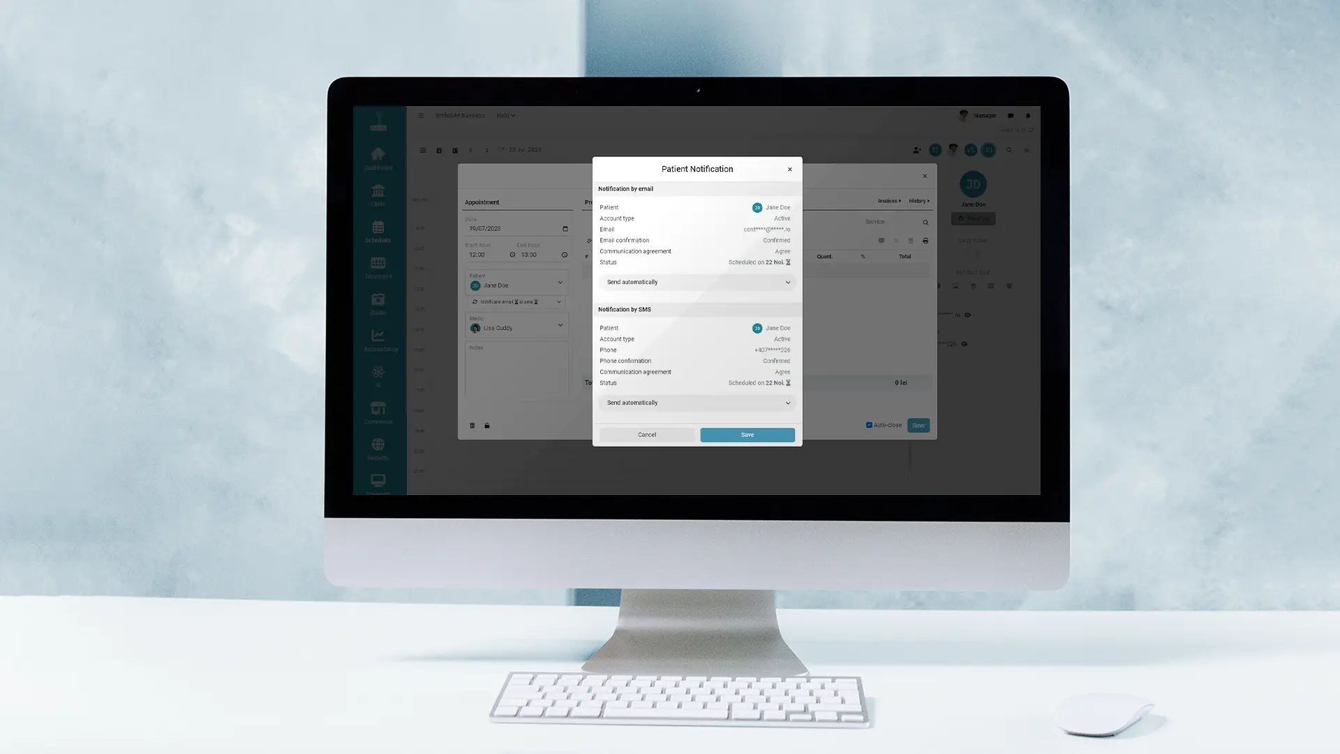 Notificări Pacienți caracteristica aplicației software