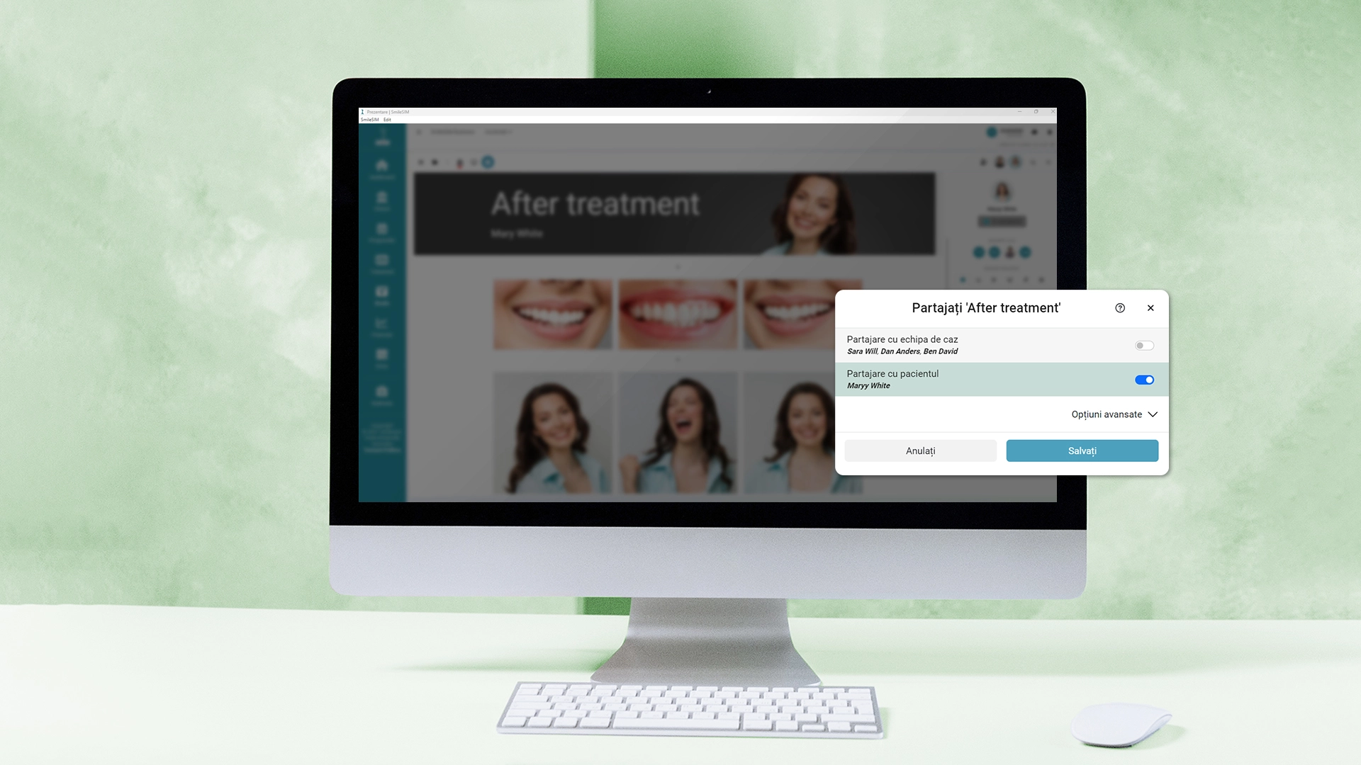 Partajare cu pacienții caracteristica aplicației software